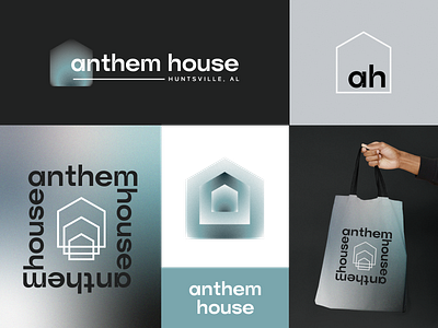 Anthem House badge bold brand identity branding design futuristic gradient logo modern tech typography vector