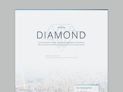 Diamond Light brand coming soon dark diamond identity introducing landing page light mapbox subtle ui website
