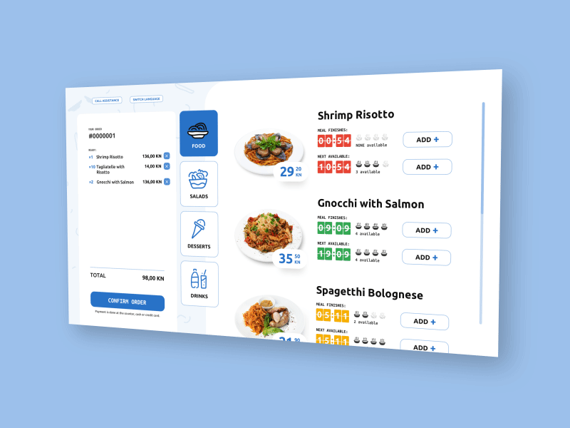 Bots&Pots chef custom icons design illustration ordering restaurant robots touchscreen ui ux