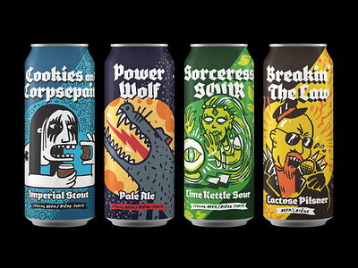 New Level Packaging beer brewery calgary corpsepaint craft beer girl guide cookies illustration kettle sour metal moon packaging pale ale pilsner power wolf sorceress sour stout wolf