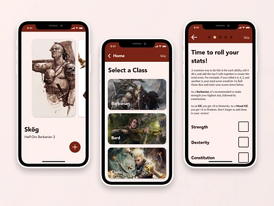 D&D Character Creation App concept design gaming mobile mobile ui ui