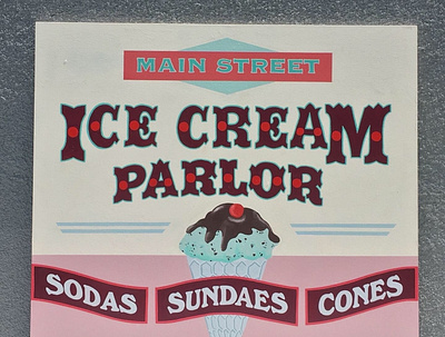 Main Street Ice Cream Parlor illustration sign painting