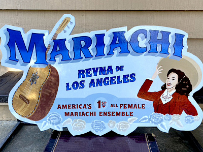 Contour Cut Sign - Mariachi Reyna de Los Angeles design hand painted illustration sign painting