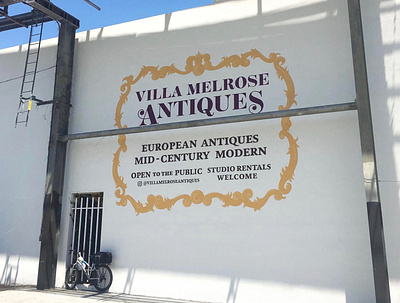 Villa Melrose Antiques Wall Sign - Los Angeles, California branding design sign painting signage typography