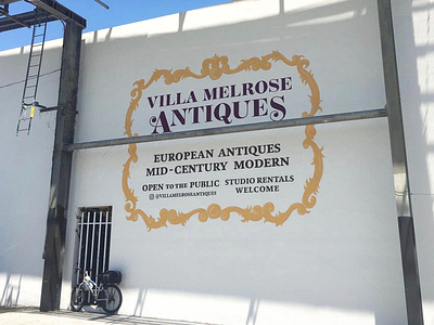 Villa Melrose Antiques Wall Sign - Los Angeles, California