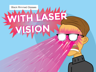 10% Glasses, 90% Laser Vision black rimmed glasses illustration laser cats laser vision pixel punch vector vector illustration