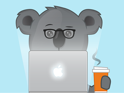 Developer Koala coffee computer developer glasses illustration koala mac vector