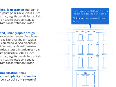 Job Description Page blue building illustration job job application job description layout typography