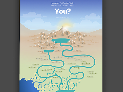 Interactive Map california clouds gradients illustration lakes mountains river sky sun vector water