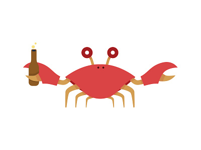 Drunk Crab aquatic beer crab drunk fish flat illustration vector