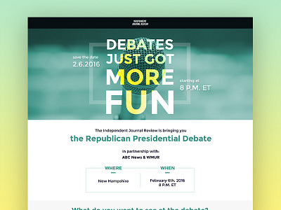 Save the Date debate design event event page graphic design landing page politics save the date save the date page web design