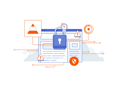 Website Security buzzword data illustration innovation lock security shield spot illustration website