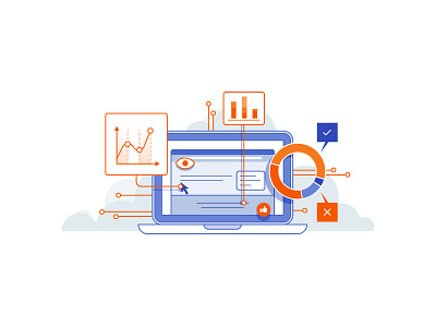 Analytics big data charts corporate buzzwords data graphs illustration synergy