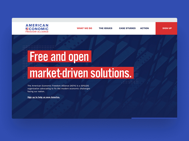 American Economic Freedom Alliance Website advocacy campaign clean design landing page political website