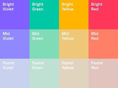 Color Palette: Hierarchy of Shades brand colors branding color color palette design frontify graphic design green pastel red violet yellow