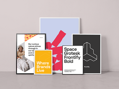 Branding in the Physical World black bold font branding design frontify posters print shapes typography yellow