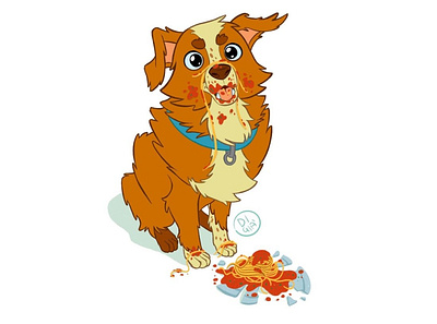 Oops animal character character design digital painting dog dog illustration illustration painting pasta pet spaghetti