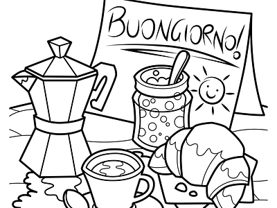 italian breakfast - coloring book