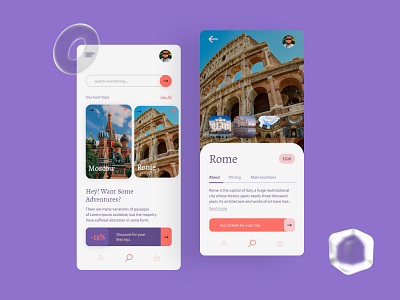 Tourism App Design app app design creative mobile app mobile app design mobile ui ui design