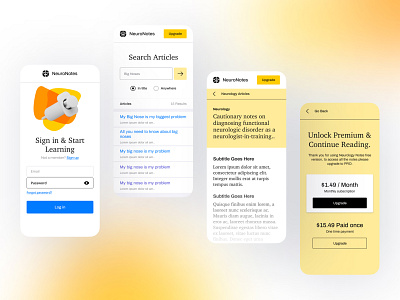 NeuroNotes - Mobile App design app design creative design doctor healthcare hospital illustration logo medical medicine mobile app ui