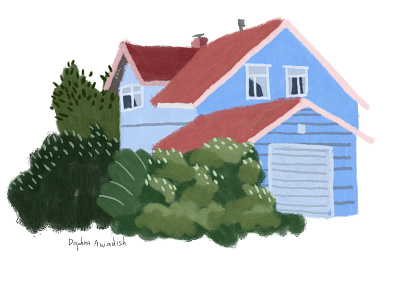 Blue house, Finland blue blue house digital illustration digital painting drawing finland home house house illustration houses illustration insperation light blue photoshop art postcard spring travel travel illustration urban