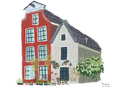 Spring in the Jordaan, Amsterdam amsterdam art digital illustration digital painting drawing dutch home illustration illustration art photoshop photoshop art postcard urban view