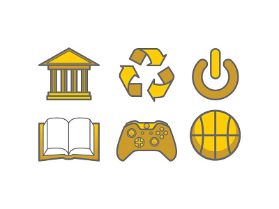 Resume Icons of Personal Interests architecture basketball icon design illustration interests reading resume sports sustainability technology video games