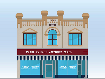 Park Avenue Antique Mall architecture brick corner store glass historic idaho idaho falls if illustration shading vector architecture vintage