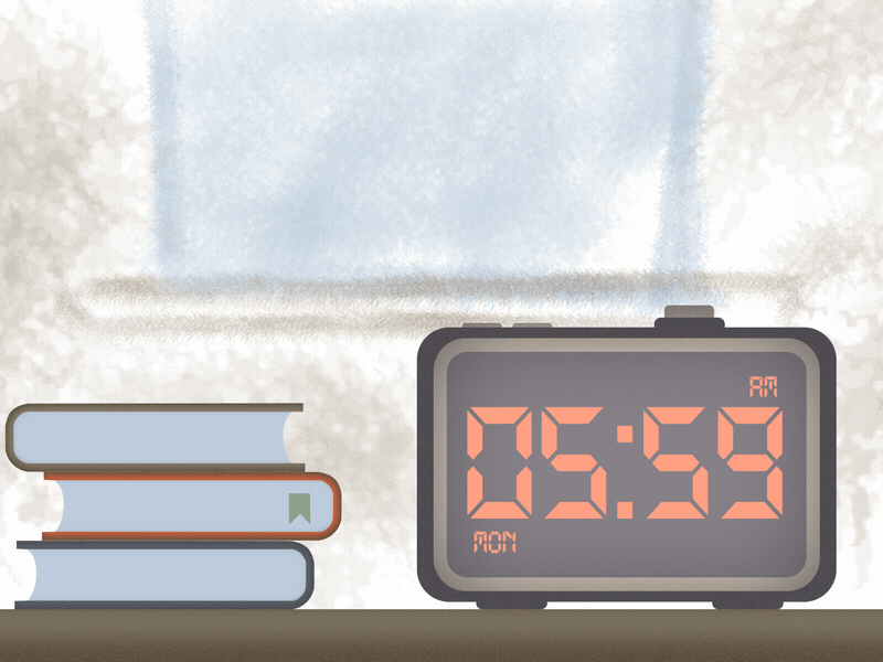 Сhapter-2 "Good morning f...k" (GIF) 2d animation alarm clock animated gif animation books character animation fist flat flatdesign gif hit nick