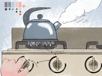 Сhapter-2 "Teapot" (sketch) arm boiling water character animation concept art gas gas stove illustration art nick photoshop photoshop art picture sketch steam teapot the kettle boiled