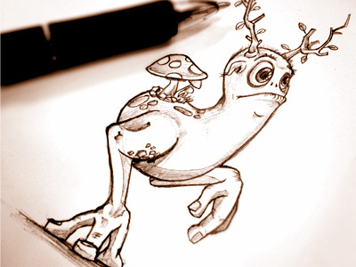 Ugly Shroom Creature pen sketch ugly shroom creature