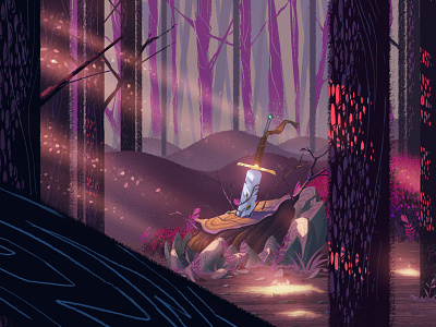 Hidden Sword-night animation 2d art background illustration painting photoshop