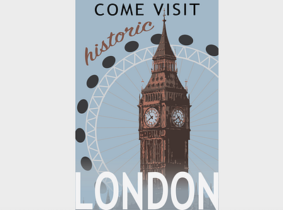 London Poster adobe illustrator big ben blue blues design fog historic illustration london london eye poster