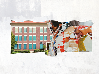 Love a good reject apartment architecture art brick building collage cut grunge illustration magazine school sky trees