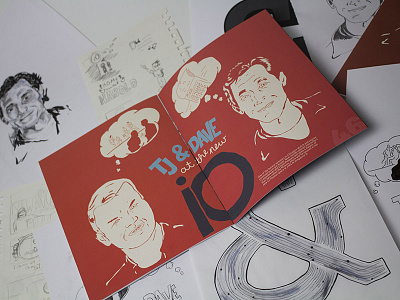 TJ & Dave ampersand brush comedy custom type handdrawn handlettering illustration improv pen process sketches