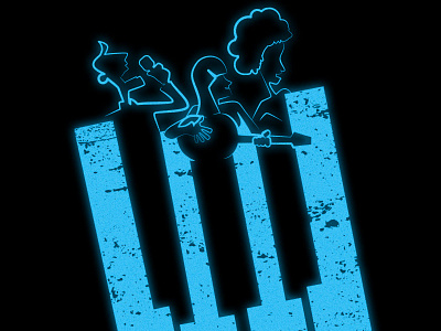 Musical Improv Festival Logo Concept acting chicago comedy festival guitar improv music neon piano second city silhouette singing