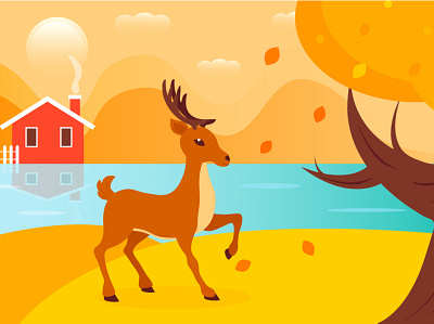 Autumn animals autumn branding graphic design illustration motion graphics ui vector yellow