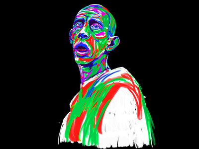 Edgar Mondragon Alba - Artwork illusion contrast looking face rotoscoping music ep vinyl label artwork neon illustration