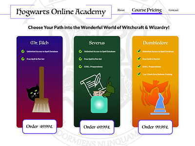 DailyUI Challenge #29 Pricing Hogwarts Online dailyui dailyuichallenge design ui ux uxui