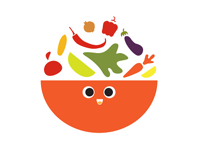 Vegetables Bowl Cute Character Vector art branding carrot cartoon character cute design flat green illustration logo meal nature tomato vector vegetable vegetarian