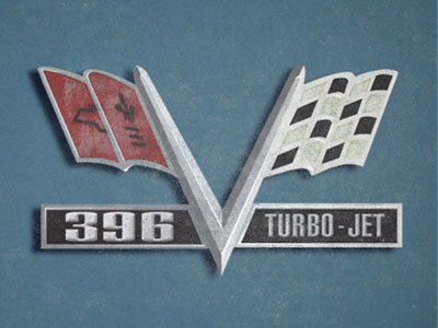 396 Turbo Jet badge camaro car chevy illustration logo poster retro