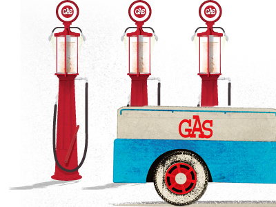 Gas Truck n pumps auto fuel gas pump retro truck vintage