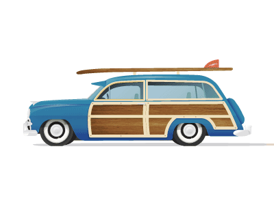 Woody auto beach car retro surf surf board vintage