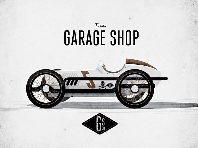 Garage Shop auto car garage shop illustration race car retro vintage