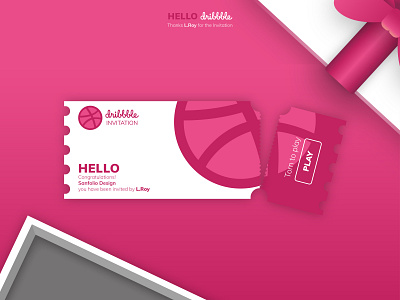 Dribbble Invitation design gift box graphicdesign hello dribbble invitation invitations ticket tickets vector