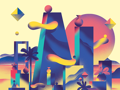 Airbnb in 2029 cityscape design grain graphic design illustration illustration design minimal surreal