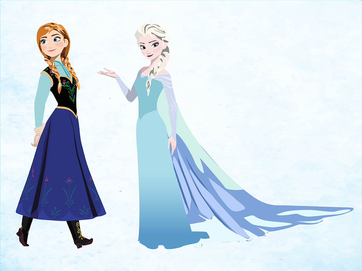 Frozen: Anna & Elsa Vector Drawing.