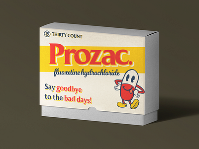 Vintage Prozac medicine packaging retro vintage