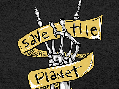 Skelly With a Dream affinity digital art global warming save the planet skeleton