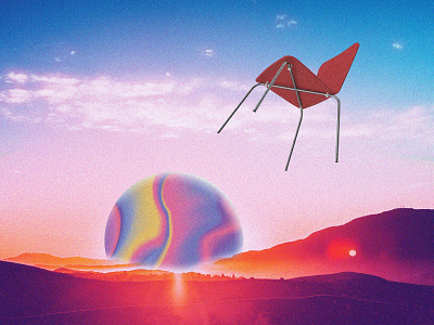 Chair flies off at dusk 80s chillout collage colorful cyberpunk digital art future funk futurewave futuristic graphic design